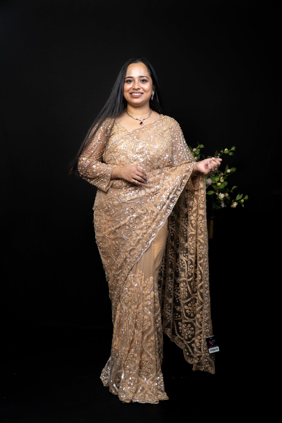 Embellished Georgette Saree with Heavy Sequin Work