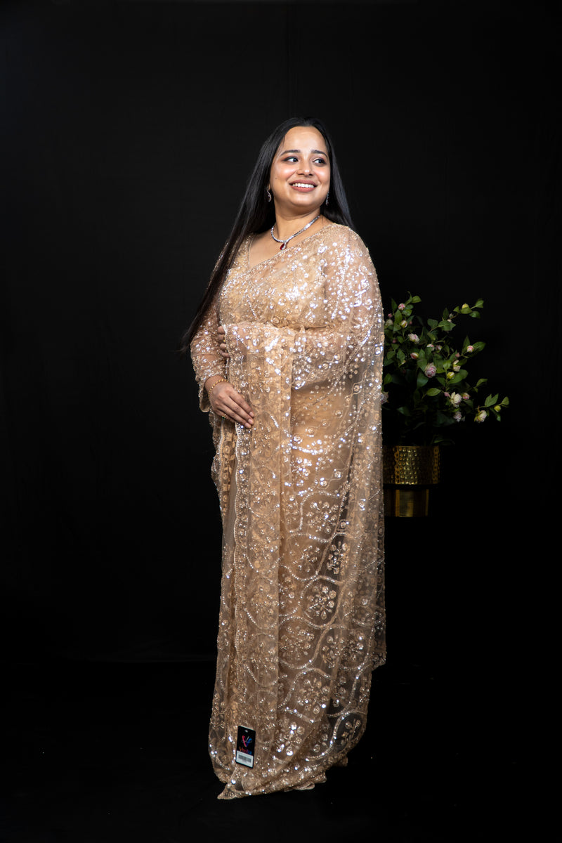 Embellished Georgette Saree with Heavy Sequin Work