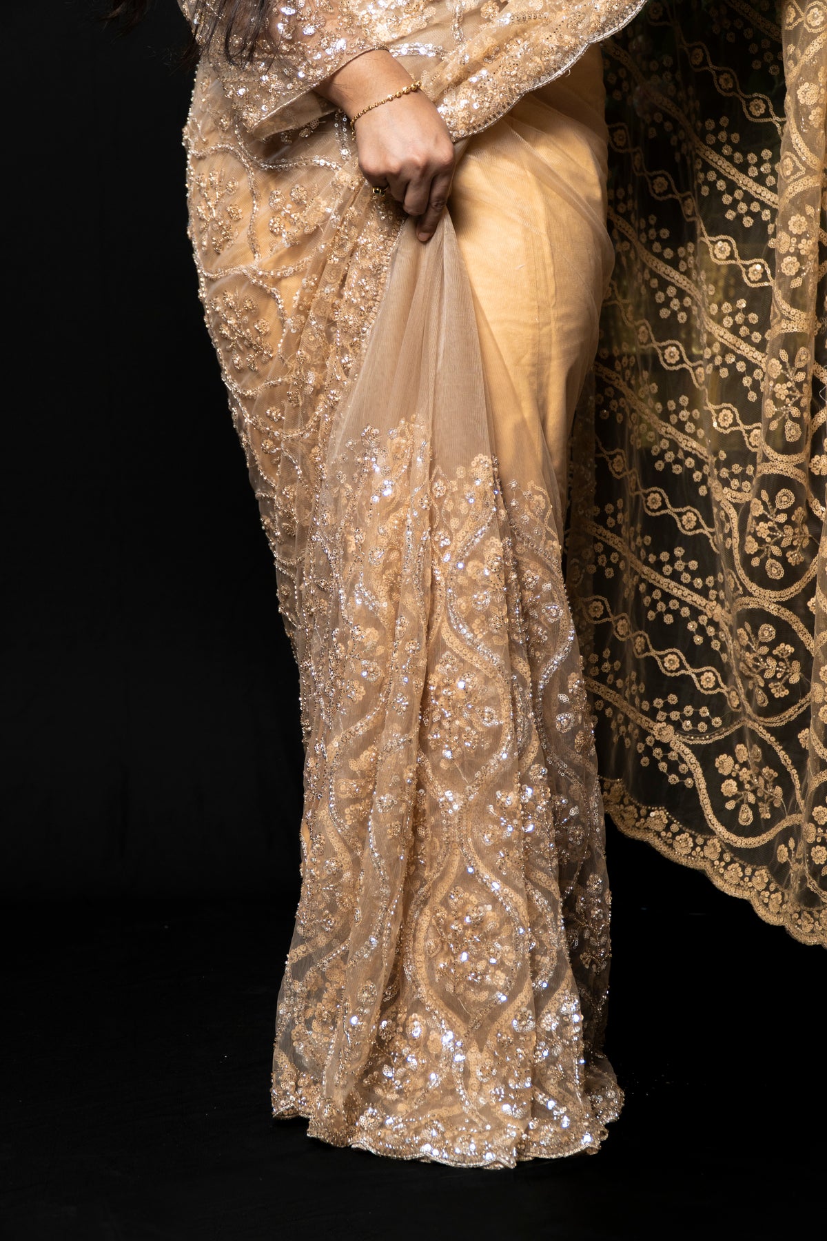 Embellished Georgette Saree with Heavy Sequin Work