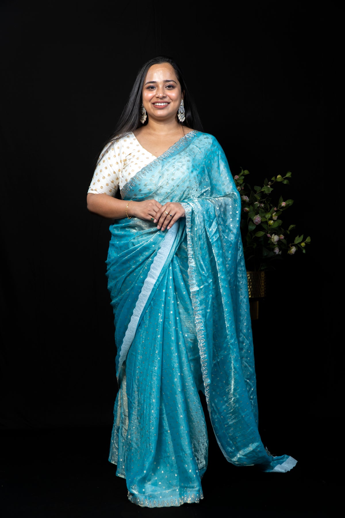 Beautiful Frendy Saree with Stone & Zari Work