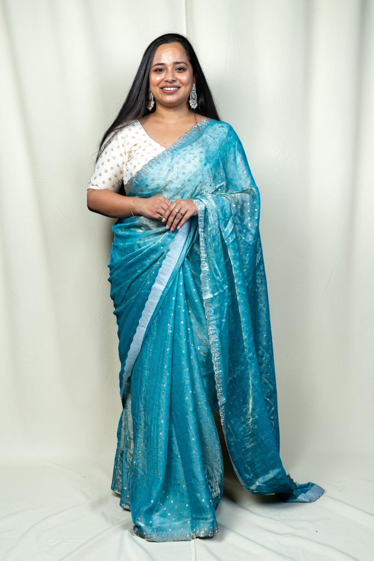 Beautiful Frendy Saree with Stone & Zari Work