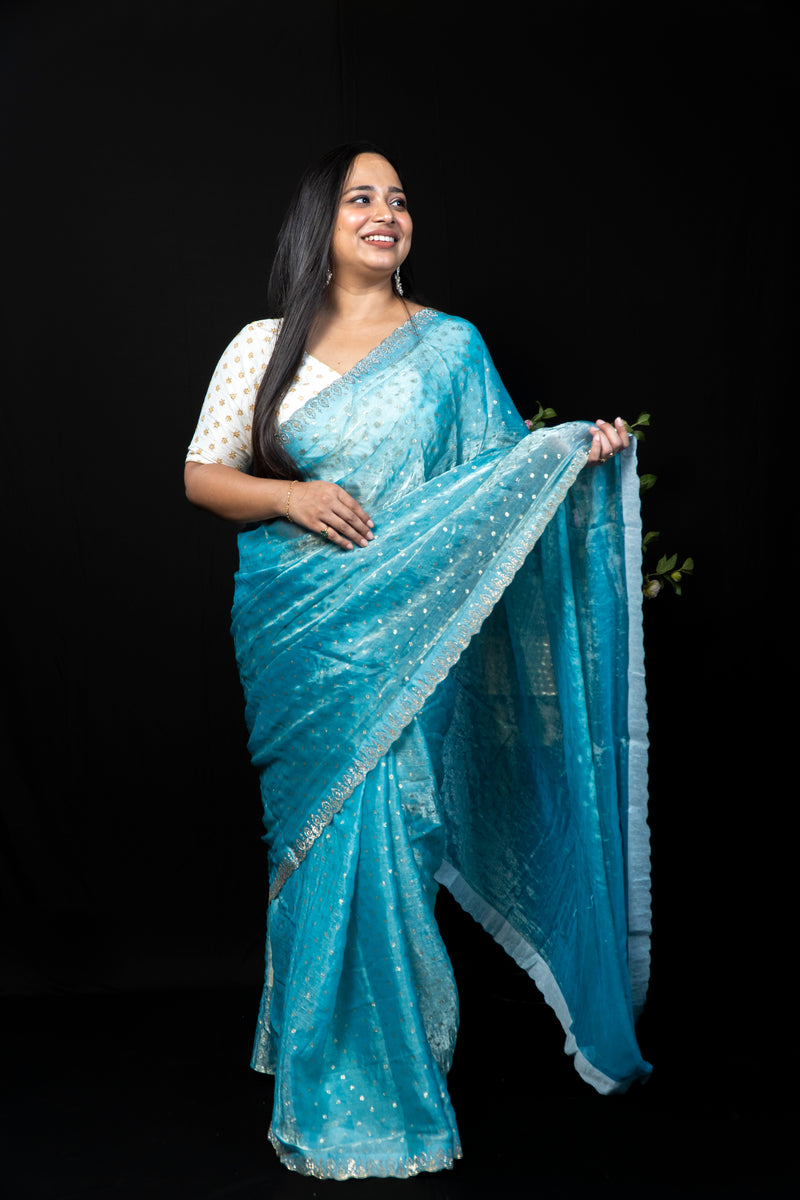Beautiful Frendy Saree with Stone & Zari Work
