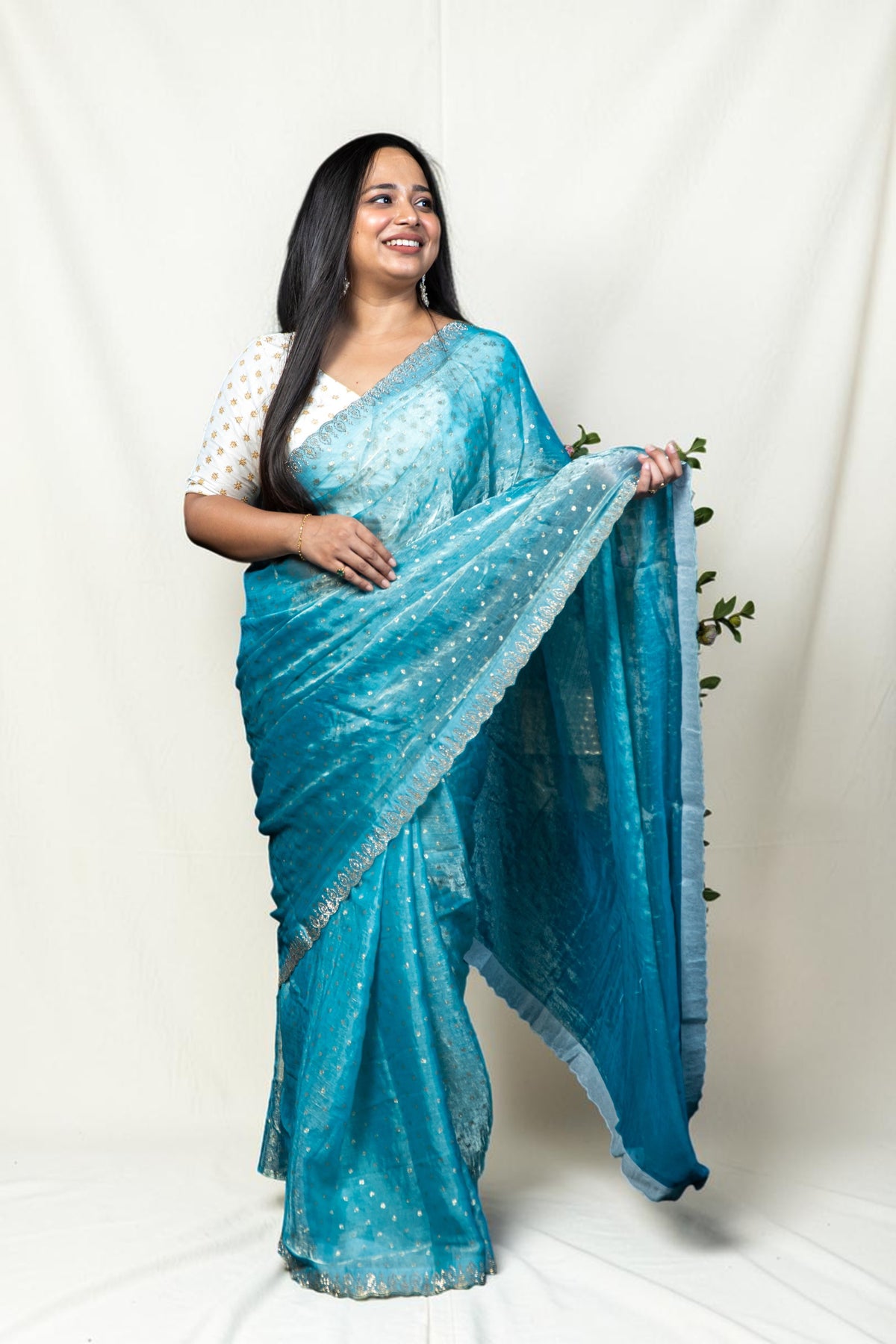 Beautiful Frendy Saree with Stone & Zari Work