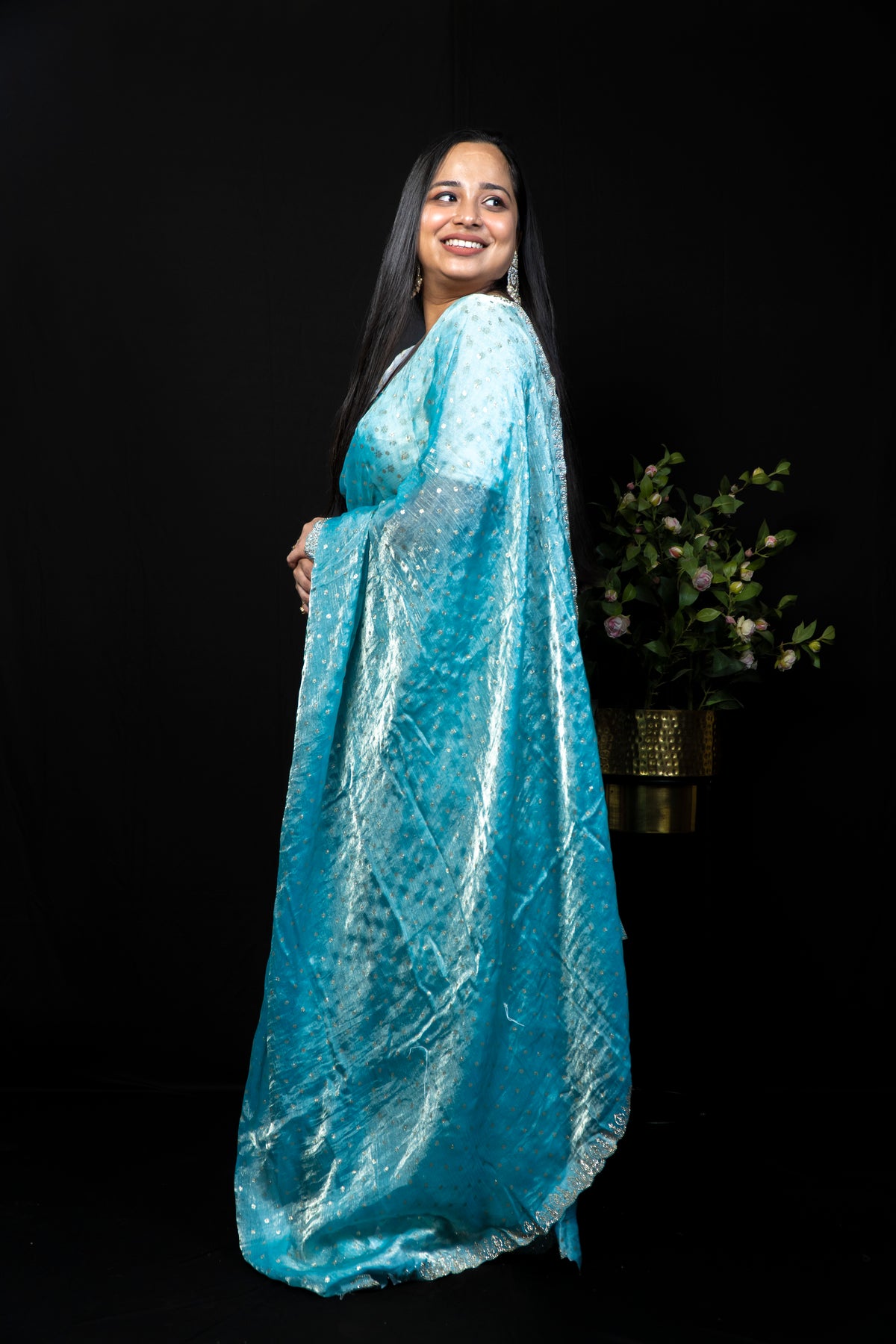 Beautiful Frendy Saree with Stone & Zari Work