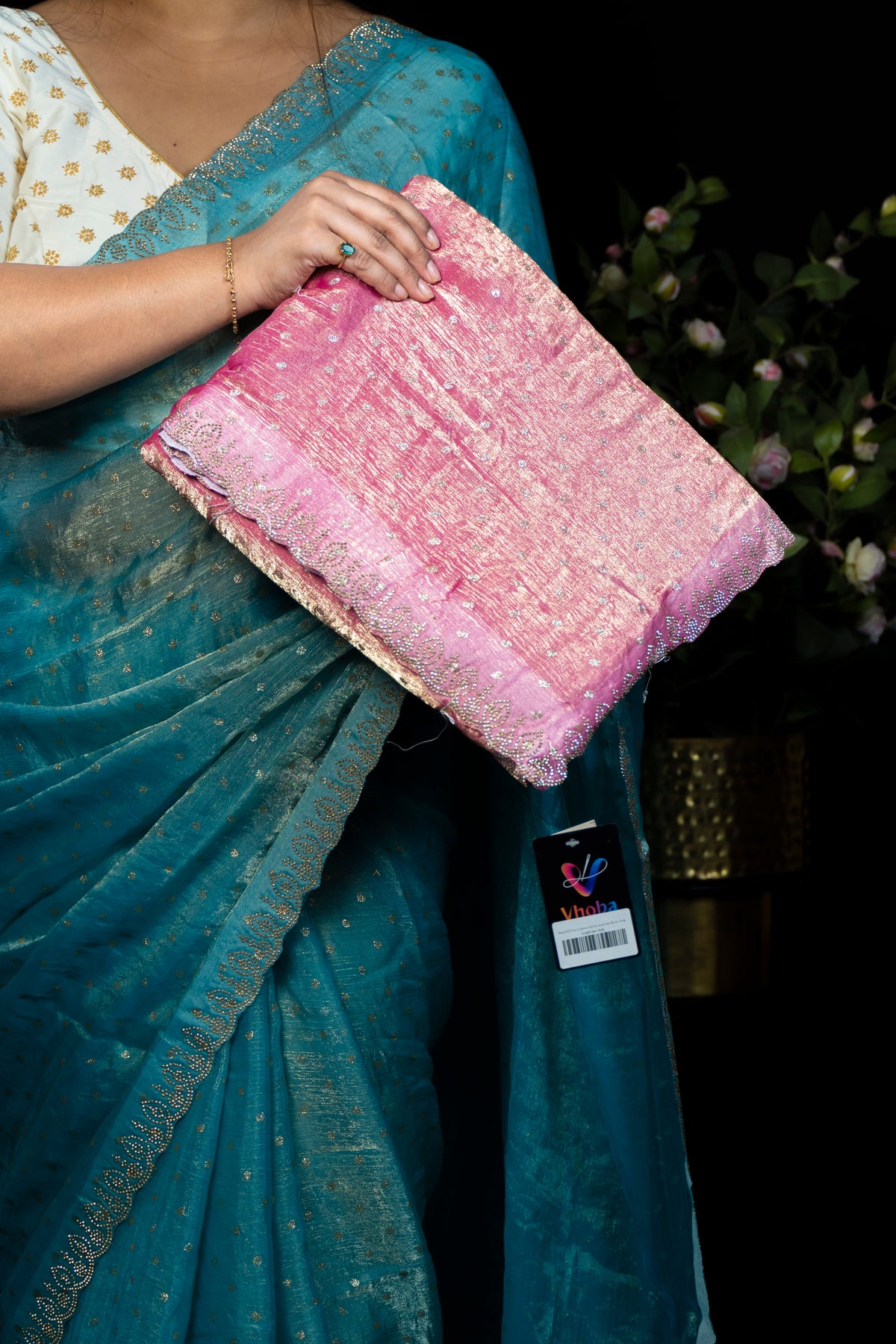 Beautiful Frendy Saree with Stone & Zari Work