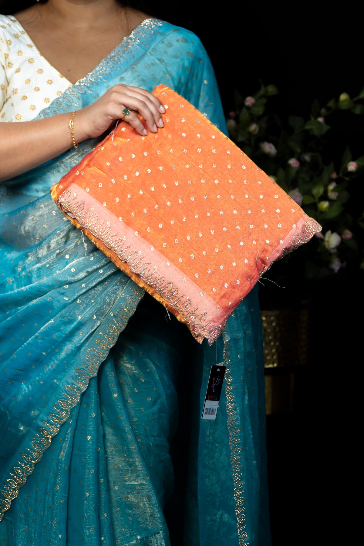 Beautiful Frendy Saree with Stone & Zari Work