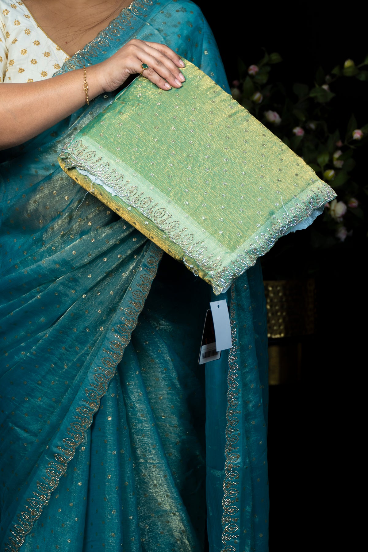 Beautiful Frendy Saree with Stone & Zari Work