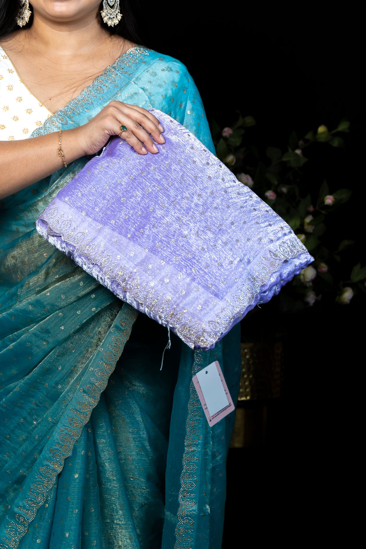Beautiful Frendy Saree with Stone & Zari Work