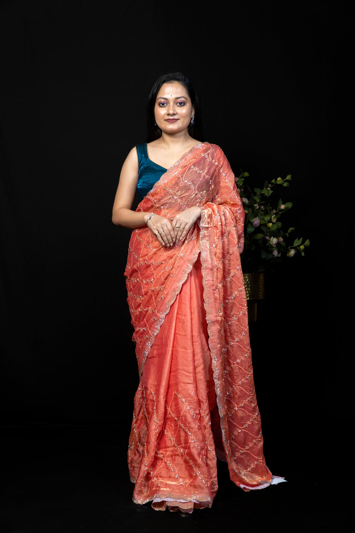 Gorgeous Frendy Saree with Stone & kardana Work