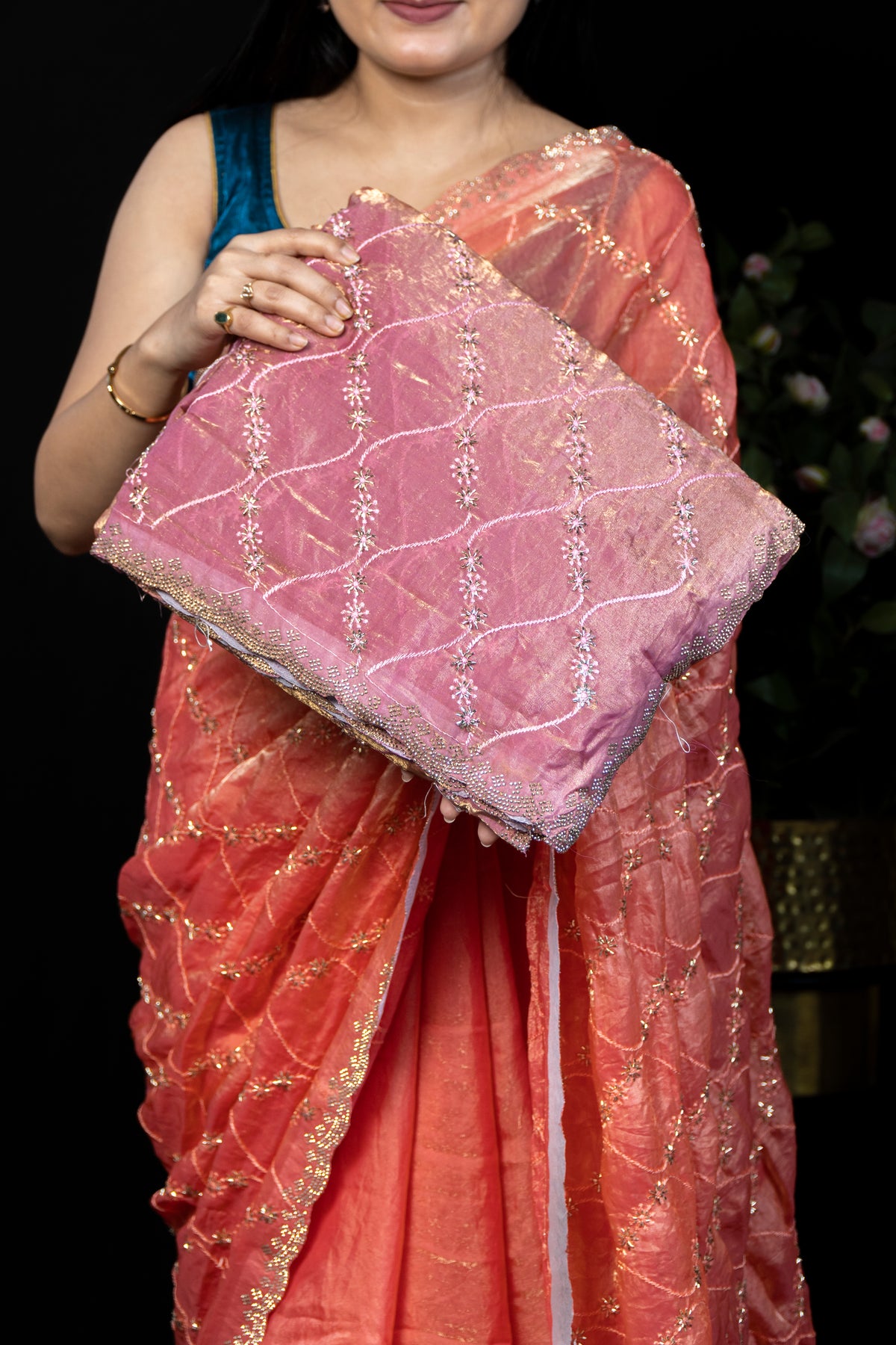 Gorgeous Frendy Saree with Stone & kardana Work