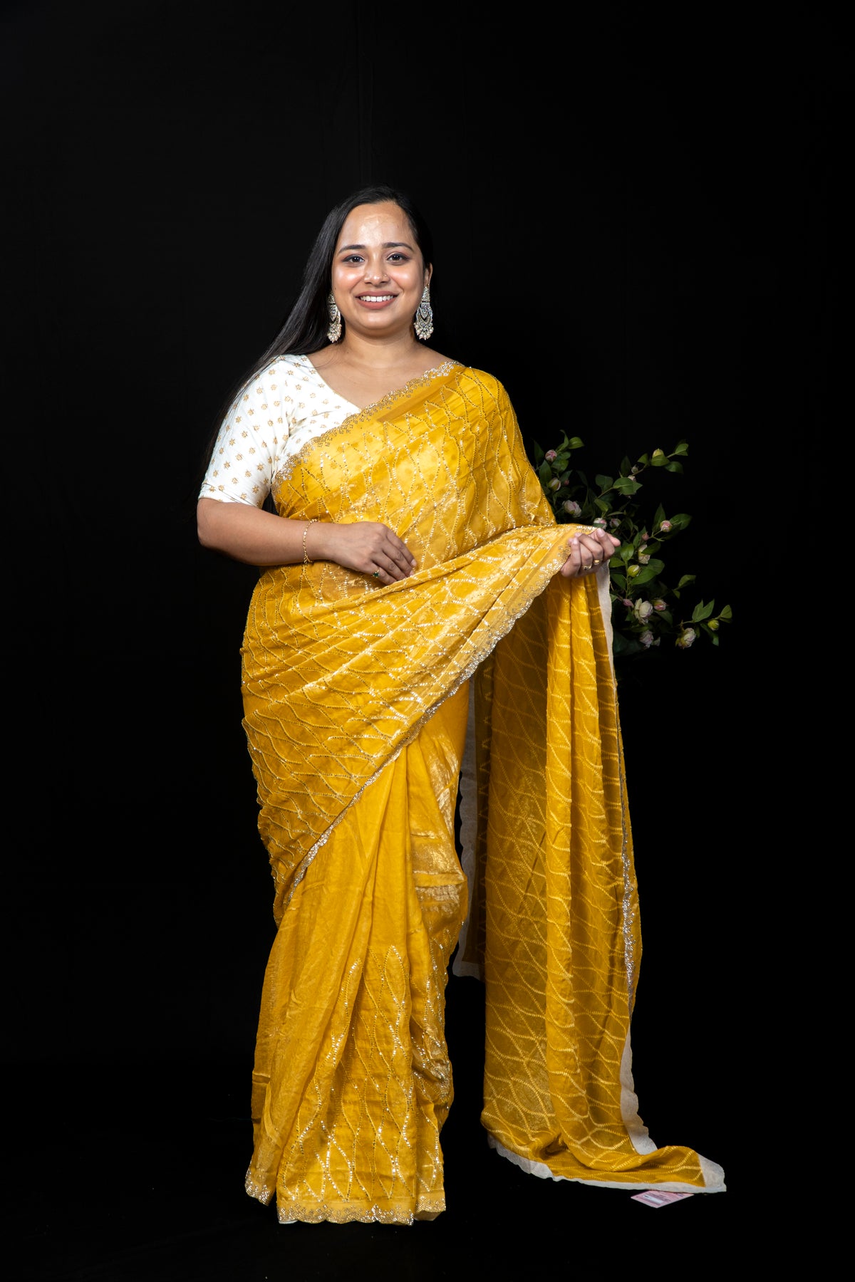 Elegant Frendy Saree with Stone & Kardana Work