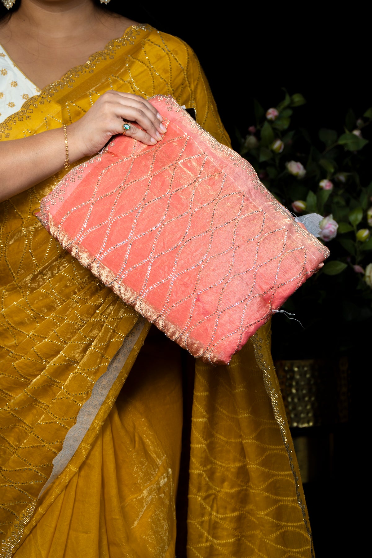 Elegant Frendy Saree with Stone & Kardana Work