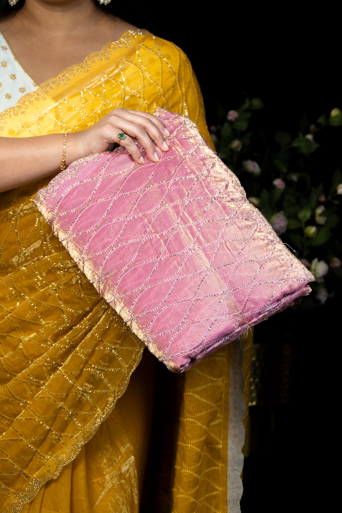 Elegant Frendy Saree with Stone & Kardana Work