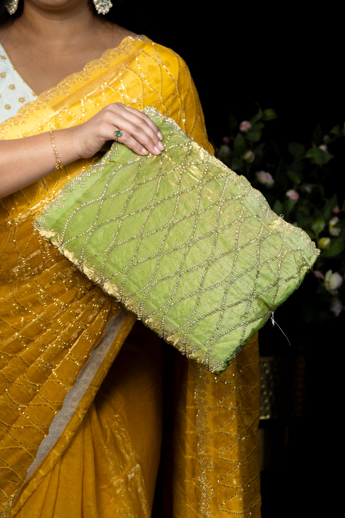 Elegant Frendy Saree with Stone & Kardana Work
