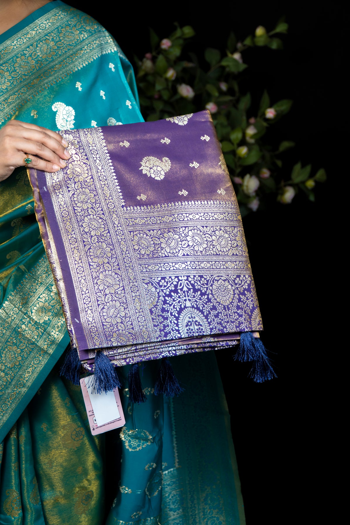Mango kolka Banarasi-Style Silk Saree with Gold Zari Weave