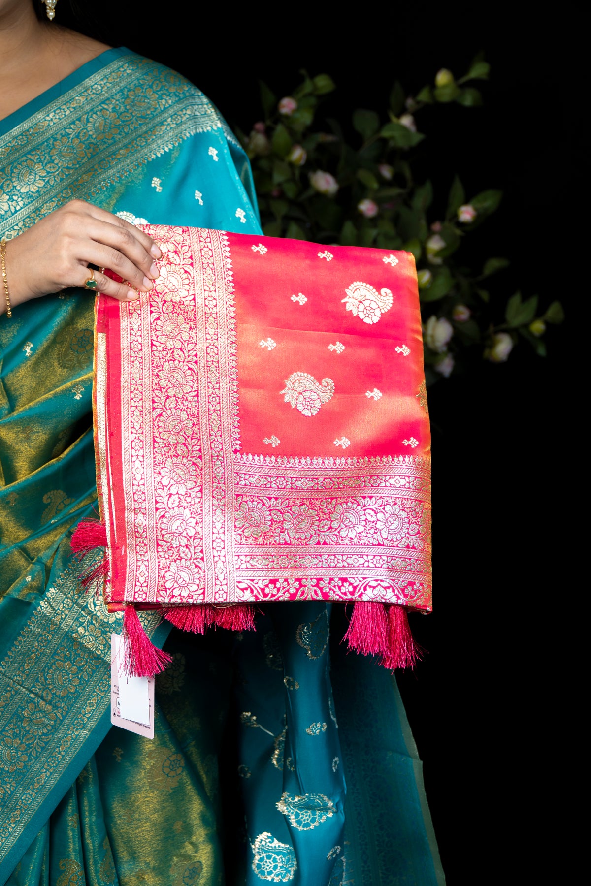 Mango kolka Banarasi-Style Silk Saree with Gold Zari Weave