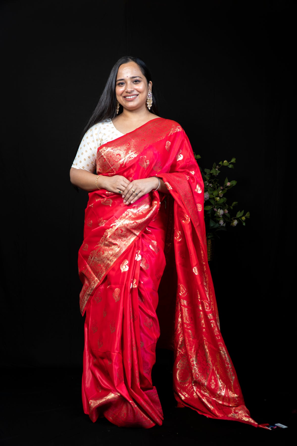 Woven Gold Zari Silk Saree with Rich Brocade Border