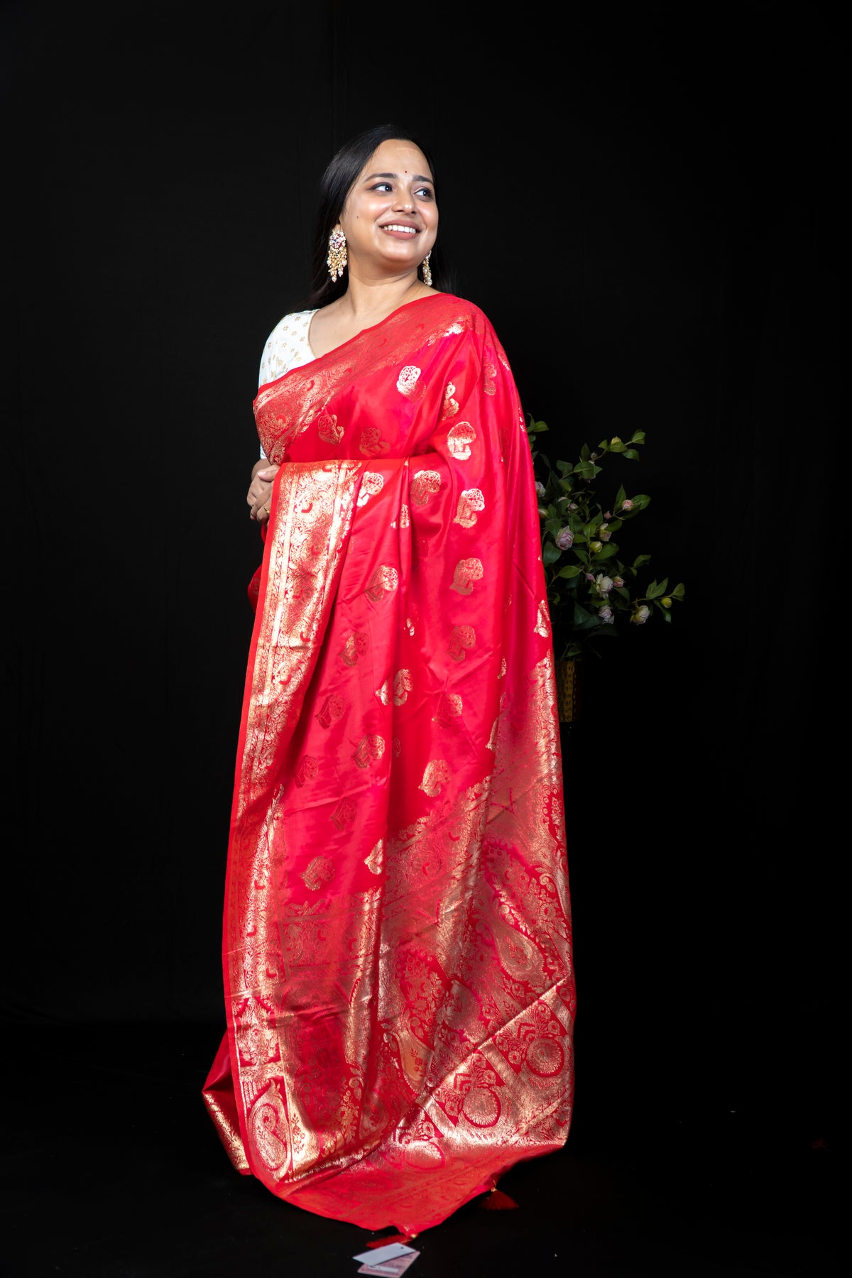 Woven Gold Zari Silk Saree with Rich Brocade Border