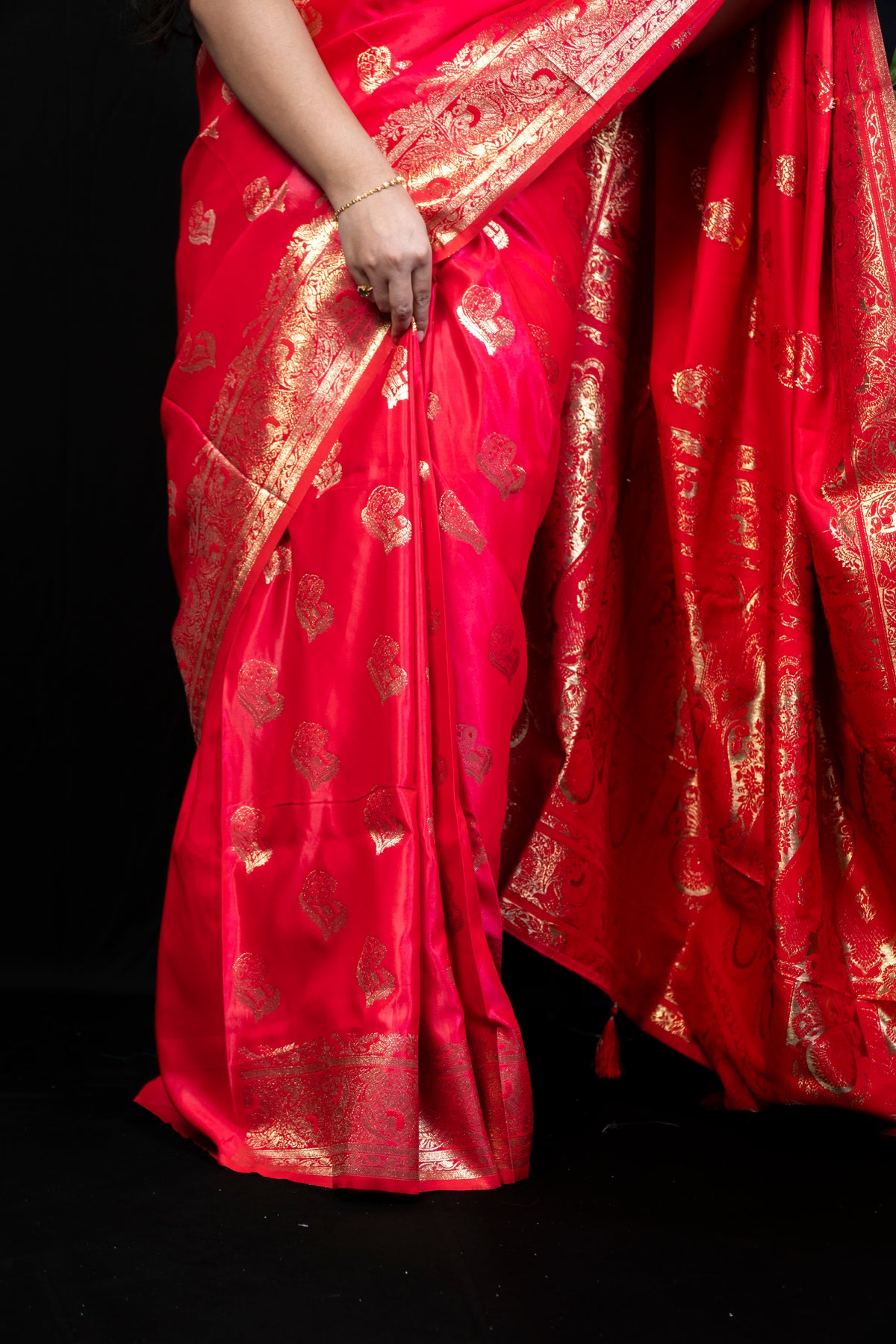 Woven Gold Zari Silk Saree with Rich Brocade Border