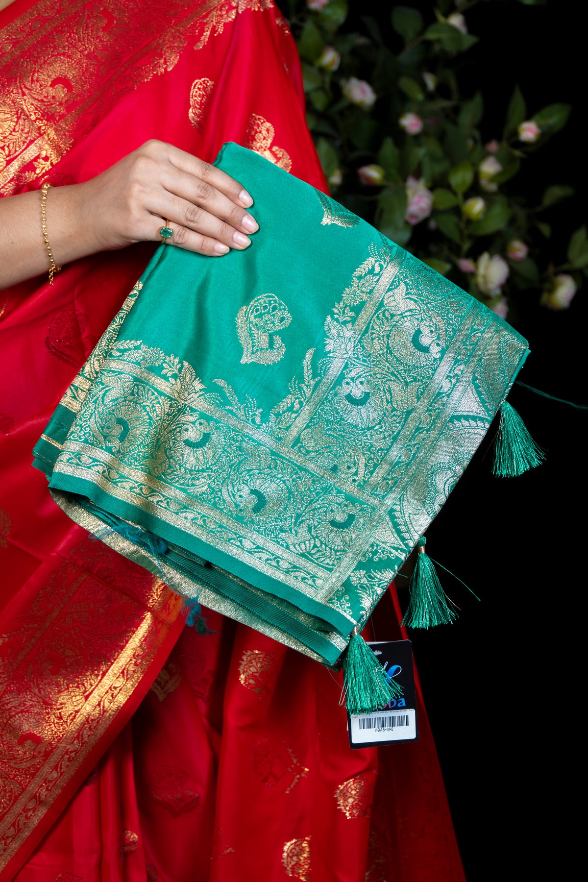 Woven Gold Zari Silk Saree with Rich Brocade Border