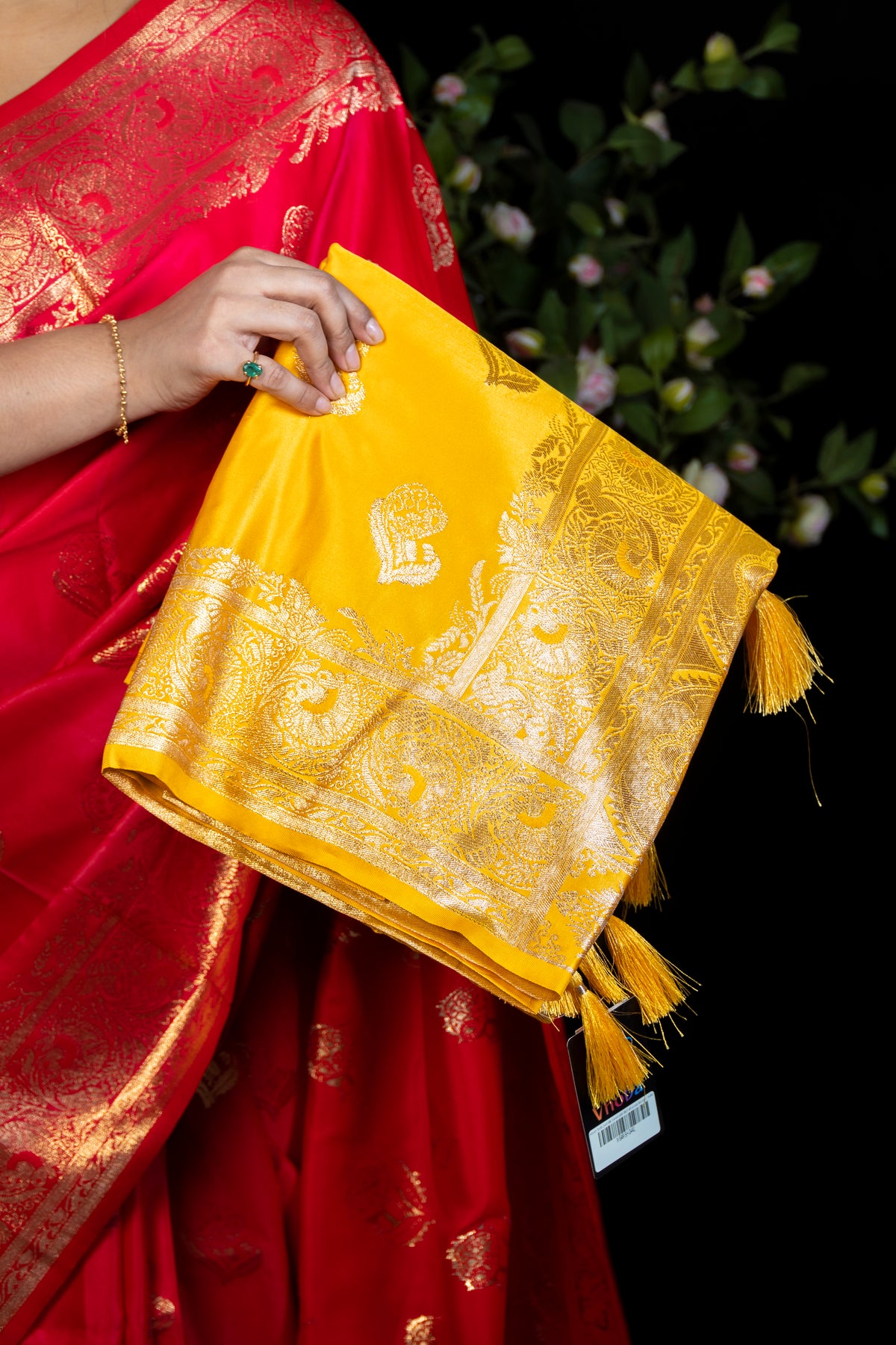 Woven Gold Zari Silk Saree with Rich Brocade Border