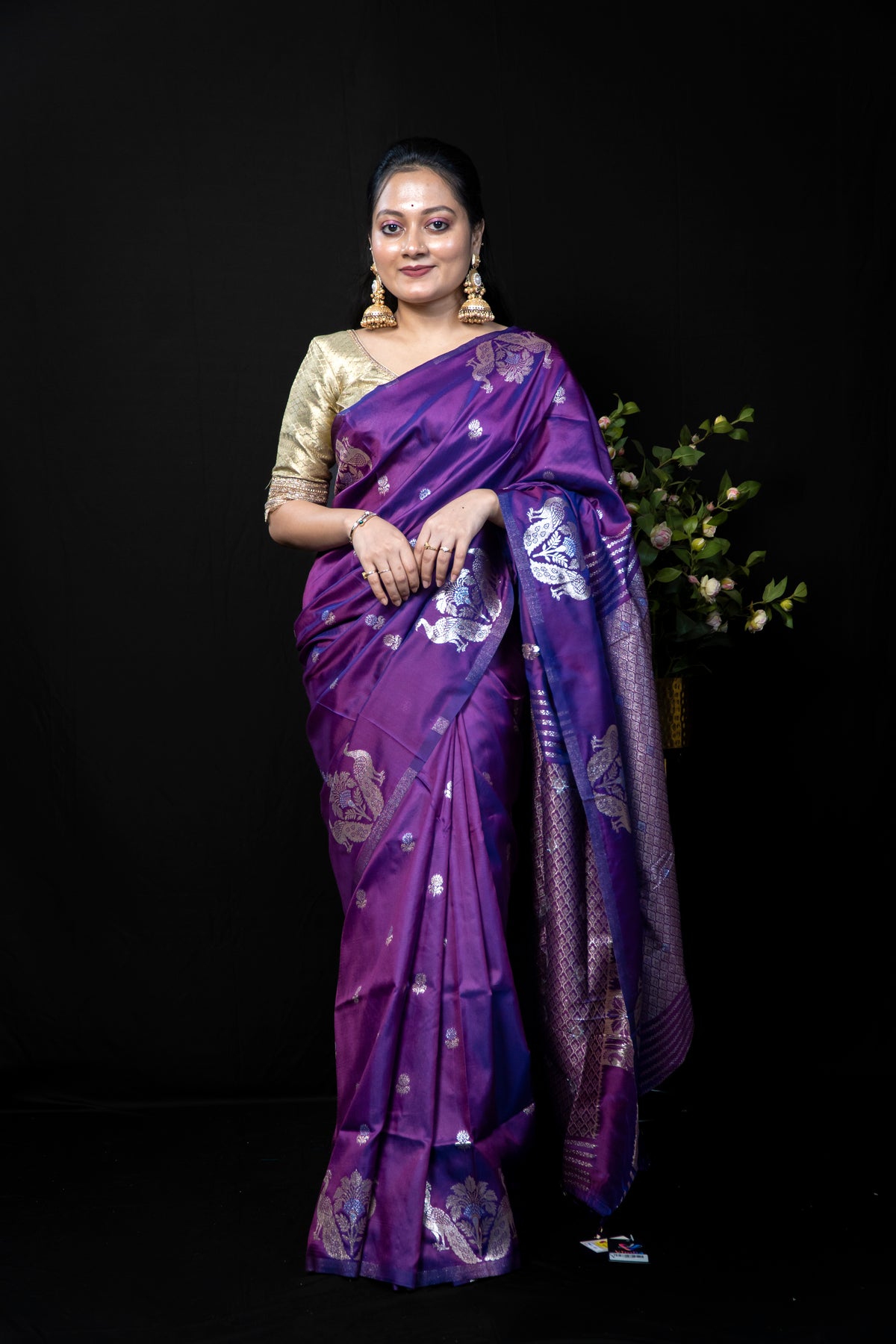 Resham Pattu Silk Saree with Gold Border