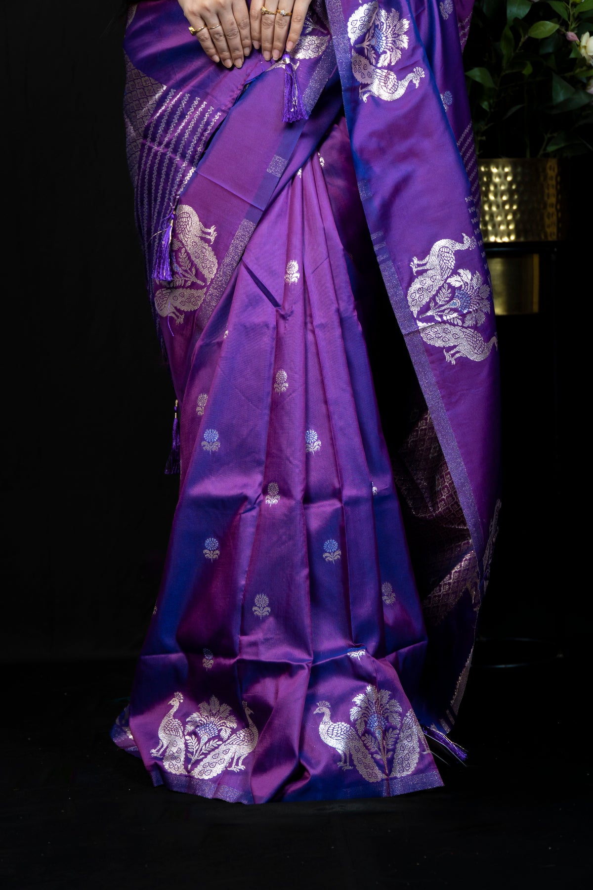 Resham Pattu Silk Saree with Gold Border