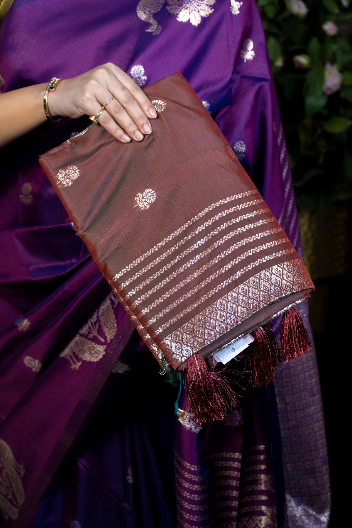 Resham Pattu Silk Saree with Gold Border