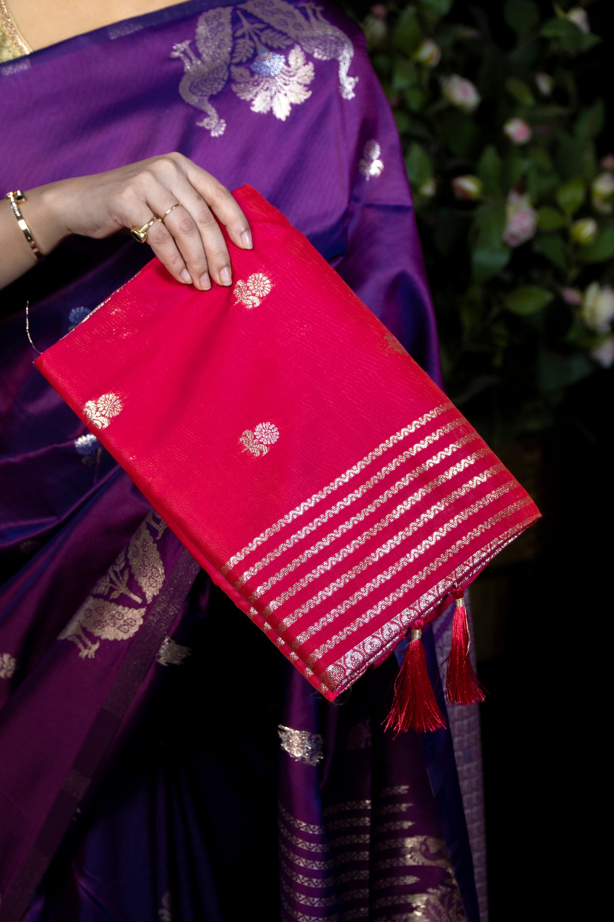 Resham Pattu Silk Saree with Gold Border