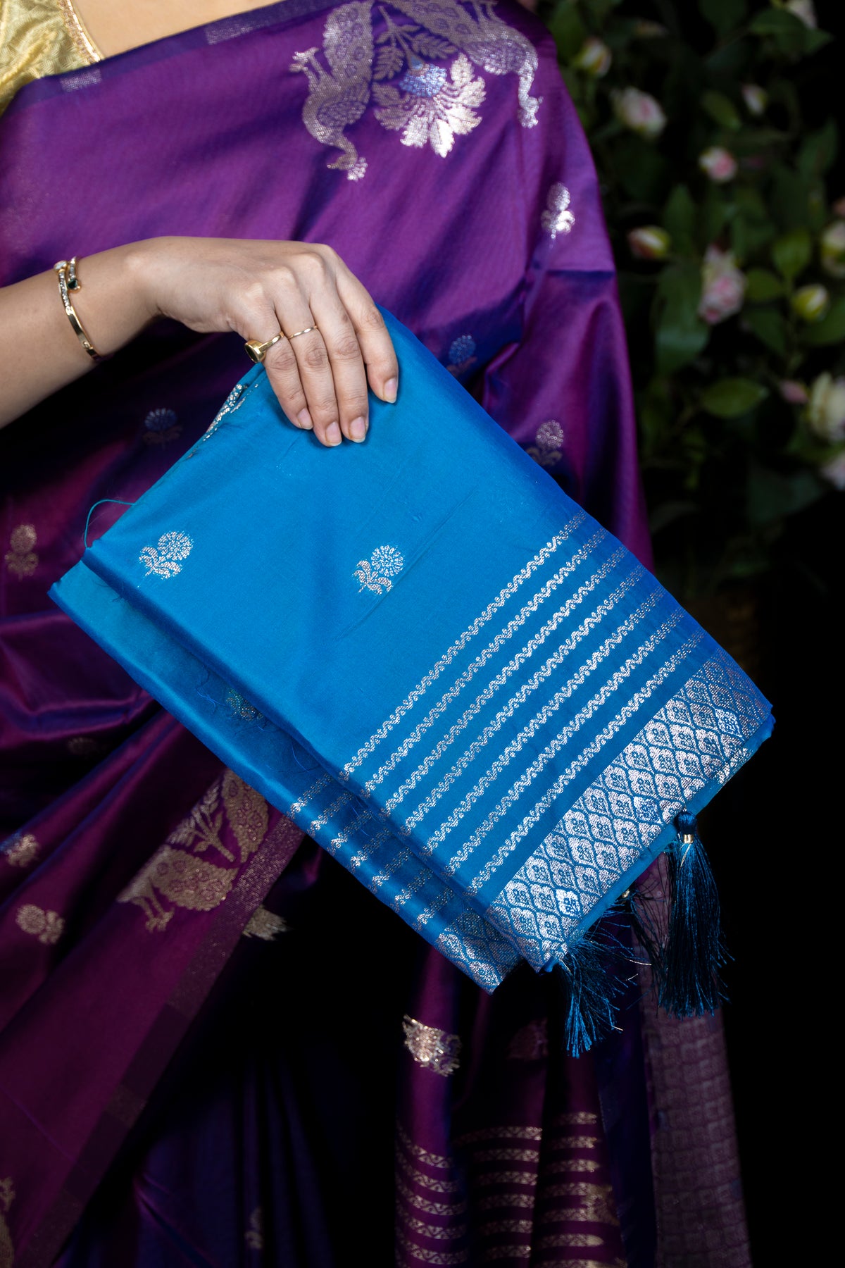 Resham Pattu Silk Saree with Gold Border