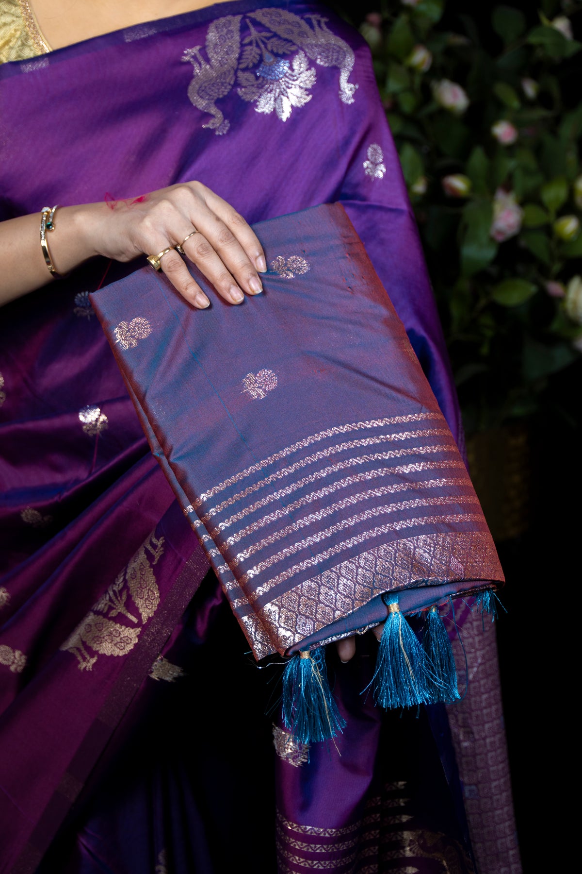 Resham Pattu Silk Saree with Gold Border