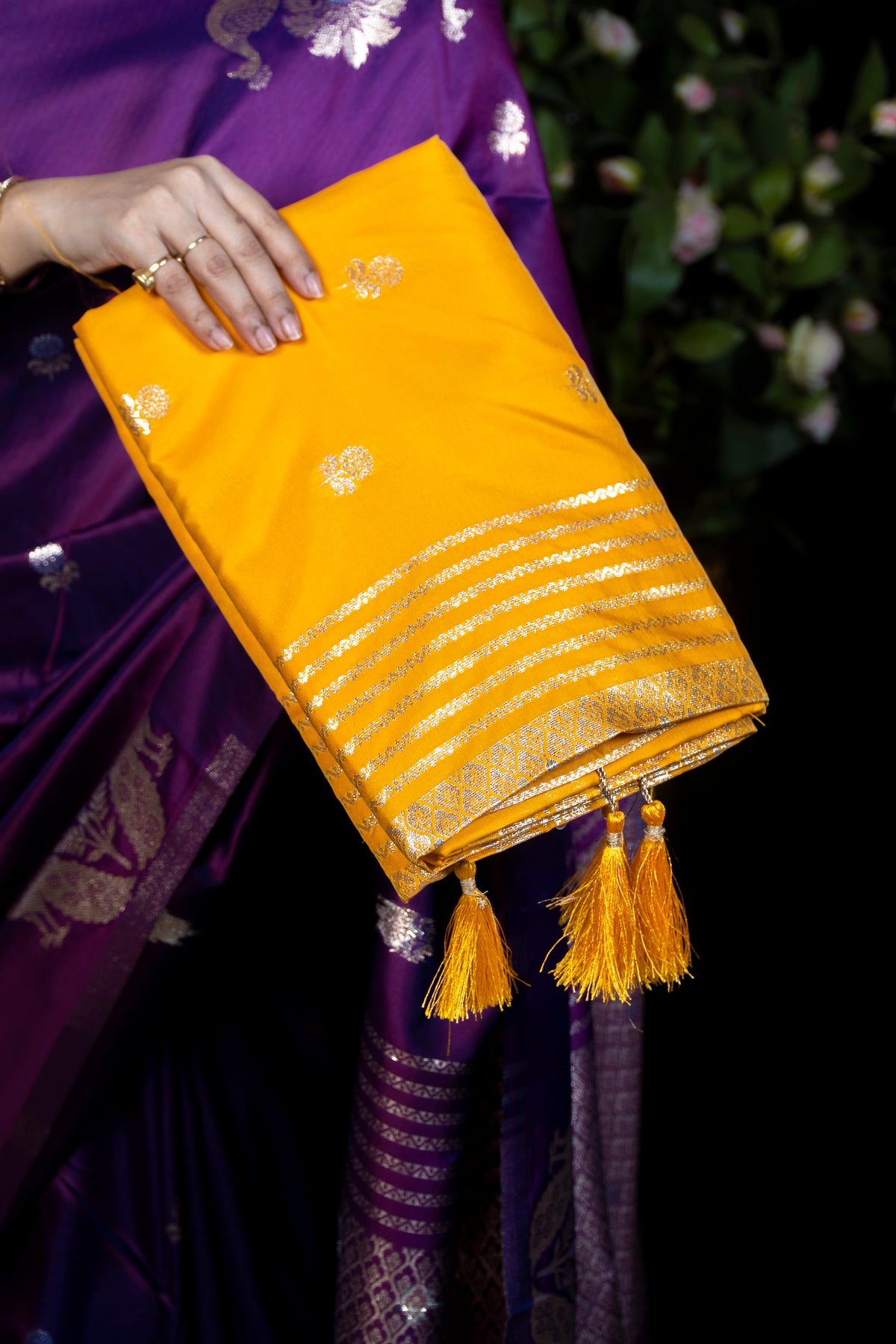 Resham Pattu Silk Saree with Gold Border