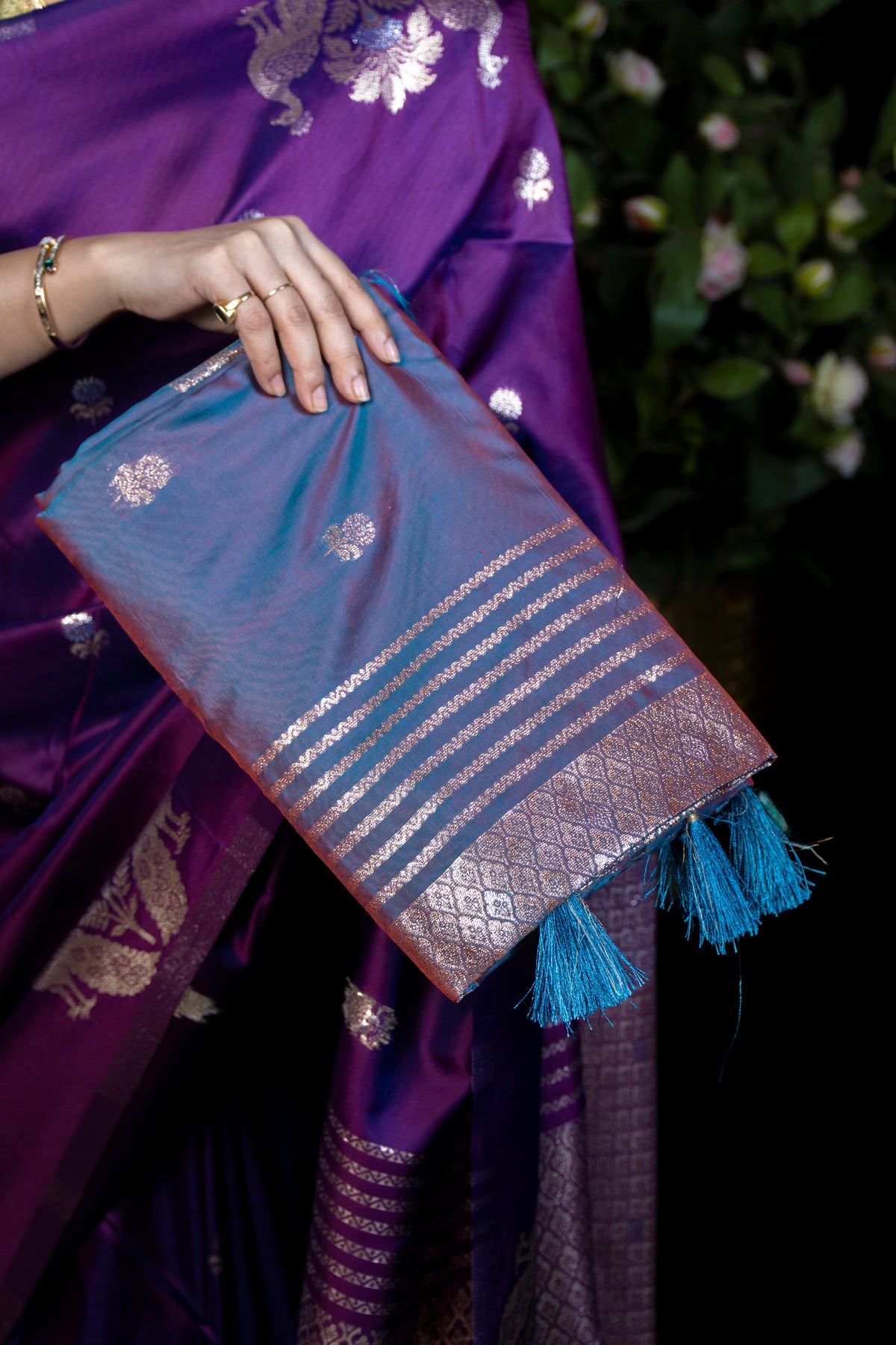 Resham Pattu Silk Saree with Gold Border