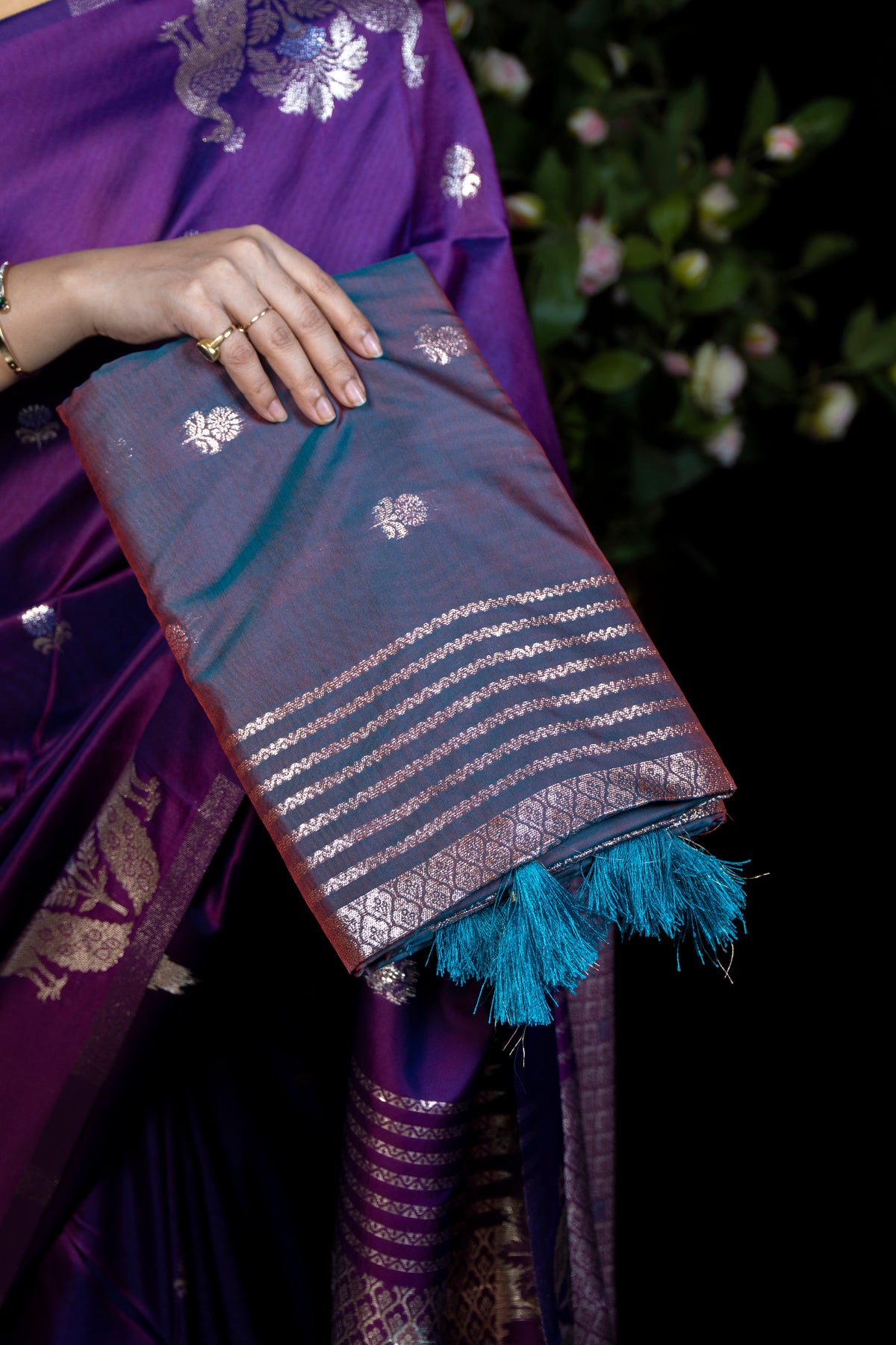 Resham Pattu Silk Saree with Gold Border