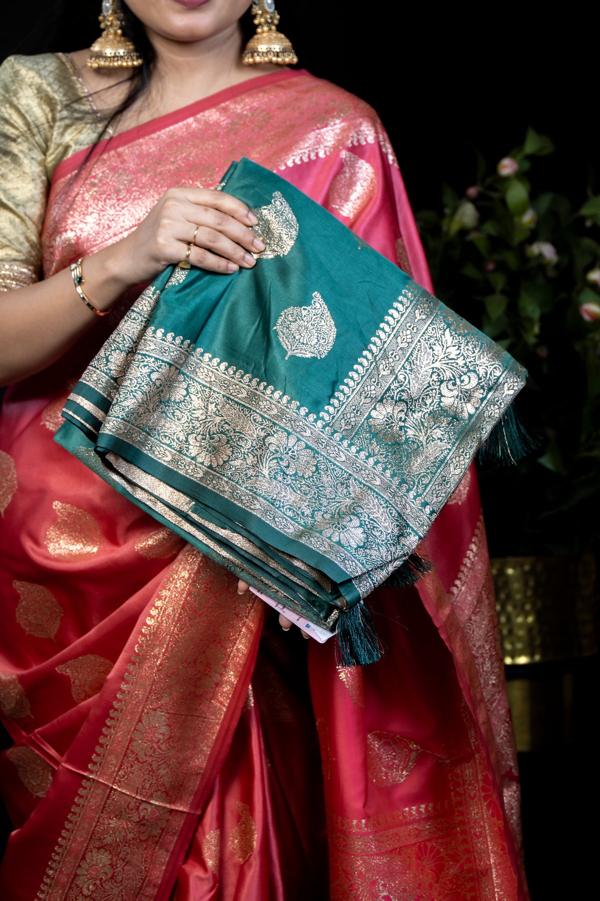 Rich colors Silk Saree with Intricate Gold Zari Weave