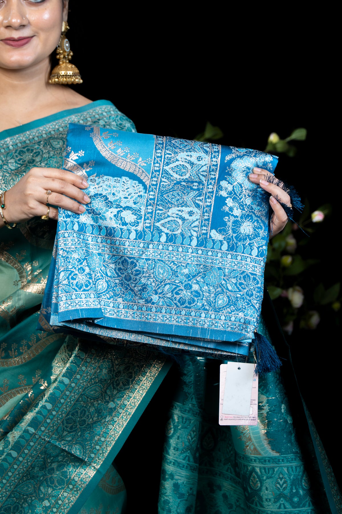 Dual tone Rangkat Silk Banarasi Saree with Blouse Piece