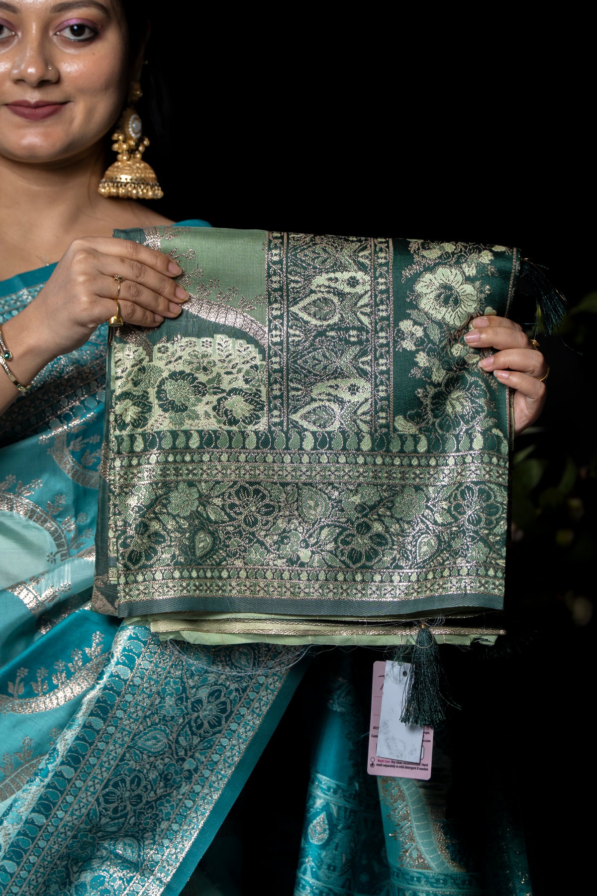 Dual tone Rangkat Silk Banarasi Saree with Blouse Piece
