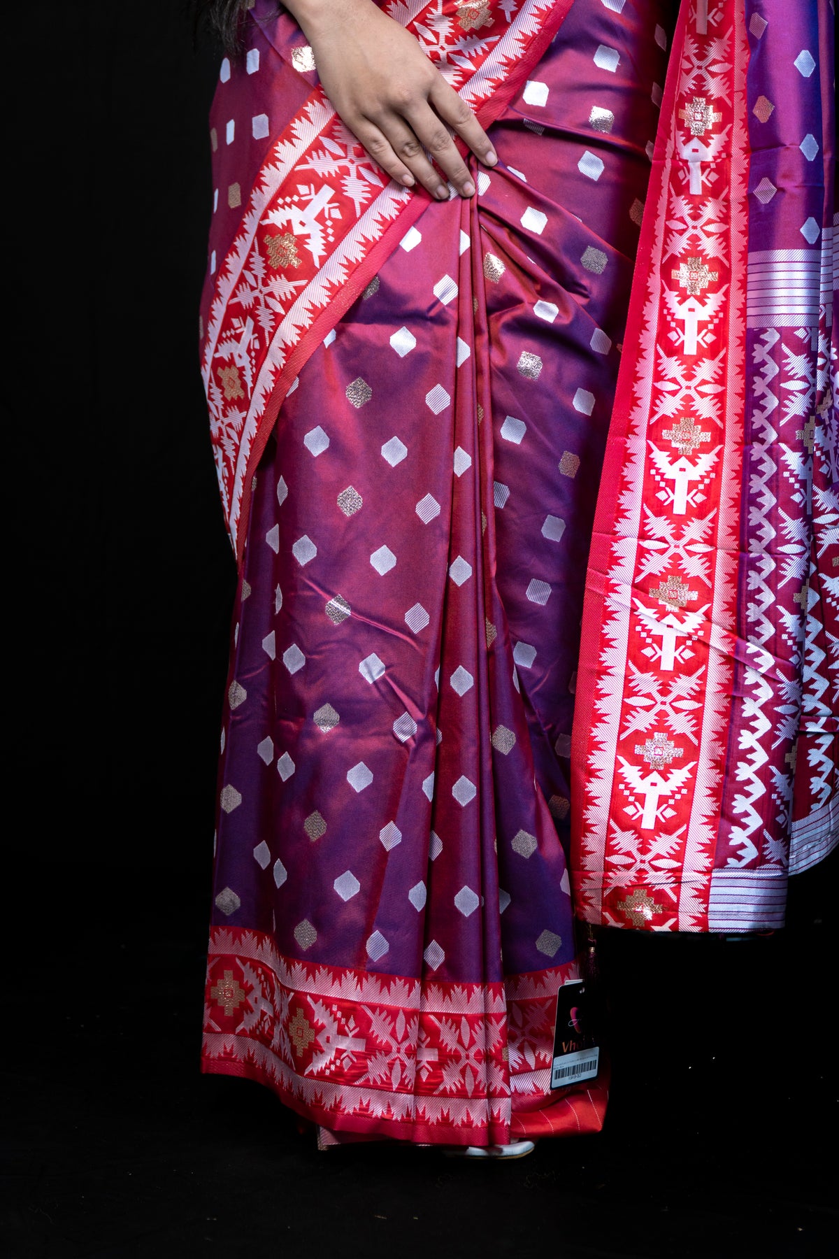 Traditional Dual tone Pochampalli Silk Saree with Matching Blouse