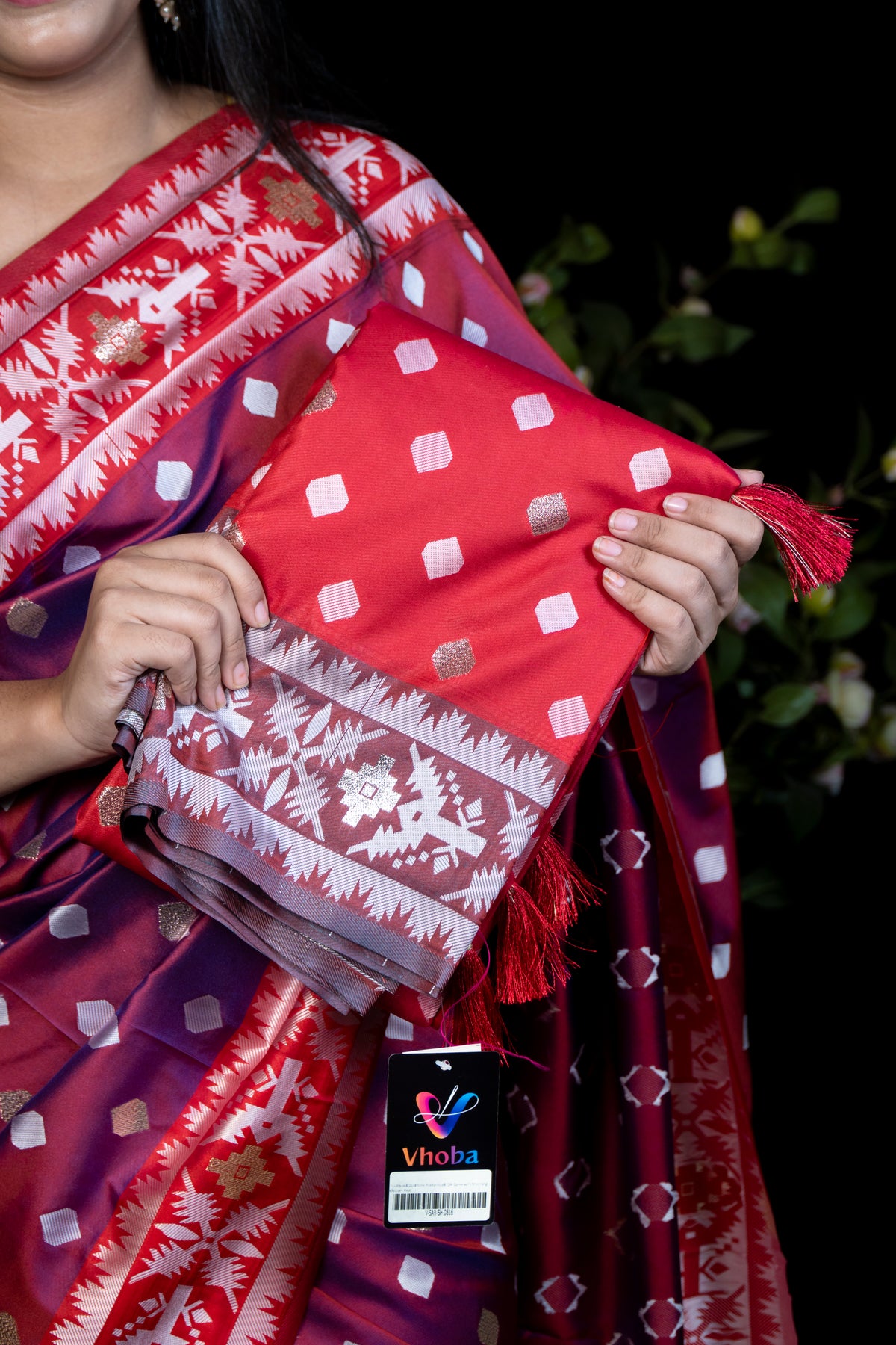Traditional Dual tone Pochampalli Silk Saree with Matching Blouse