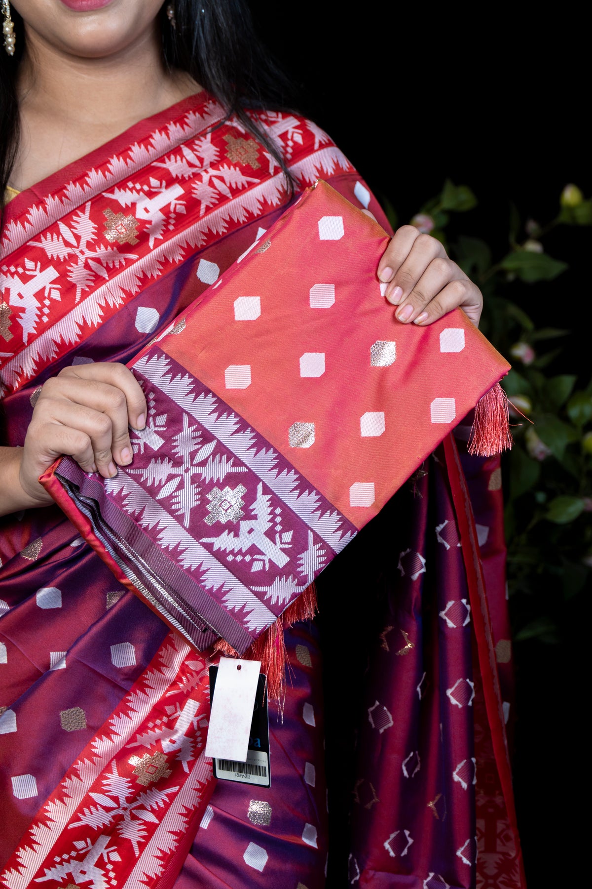 Traditional Dual tone Pochampalli Silk Saree with Matching Blouse