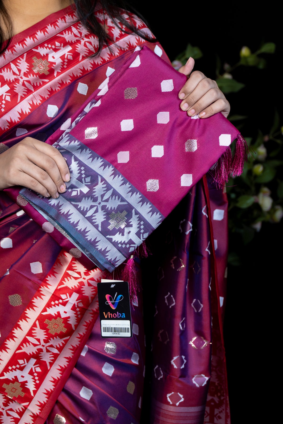 Traditional Dual tone Pochampalli Silk Saree with Matching Blouse