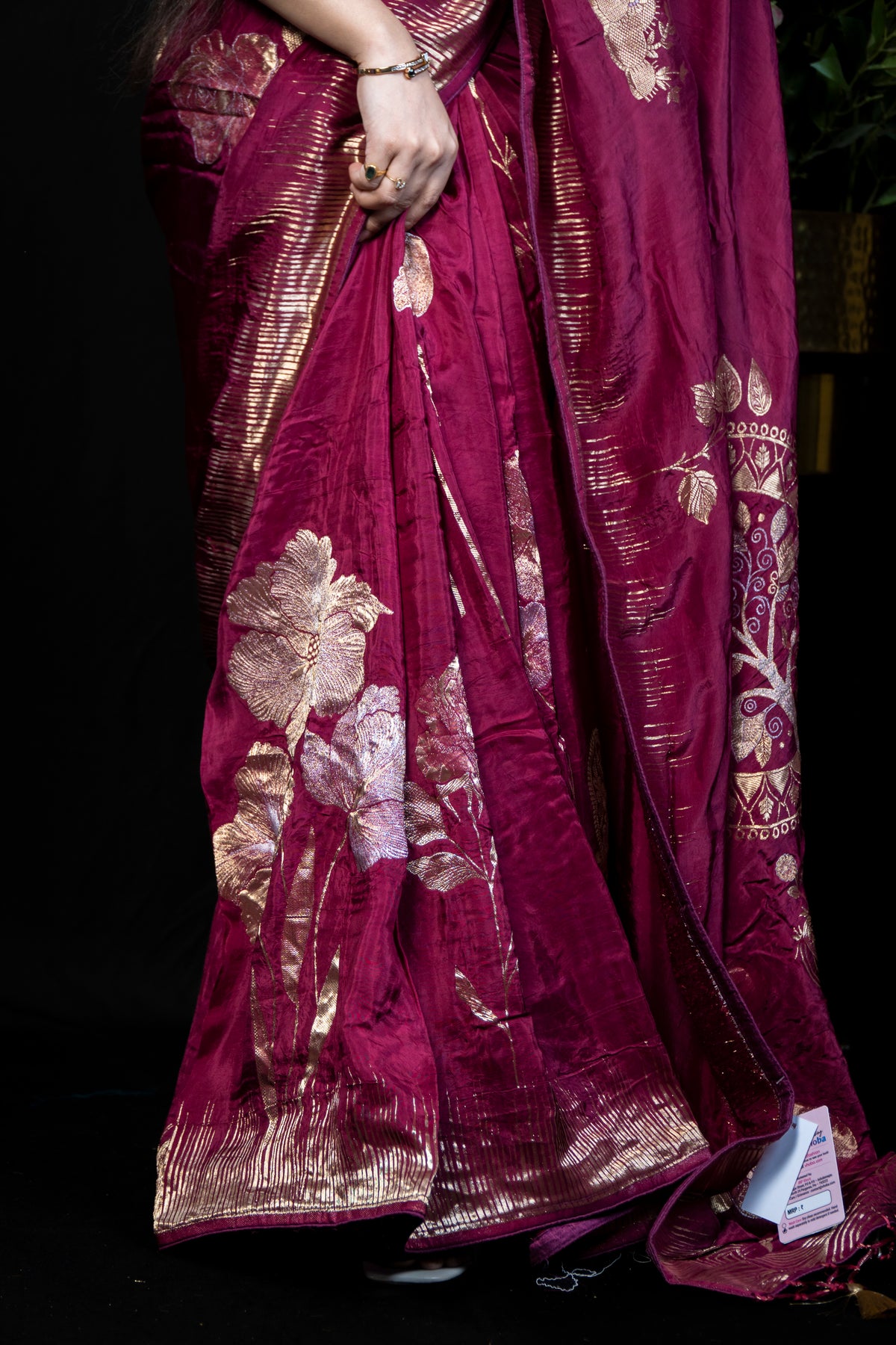 Dola Silk Saree with Golden Zari Work