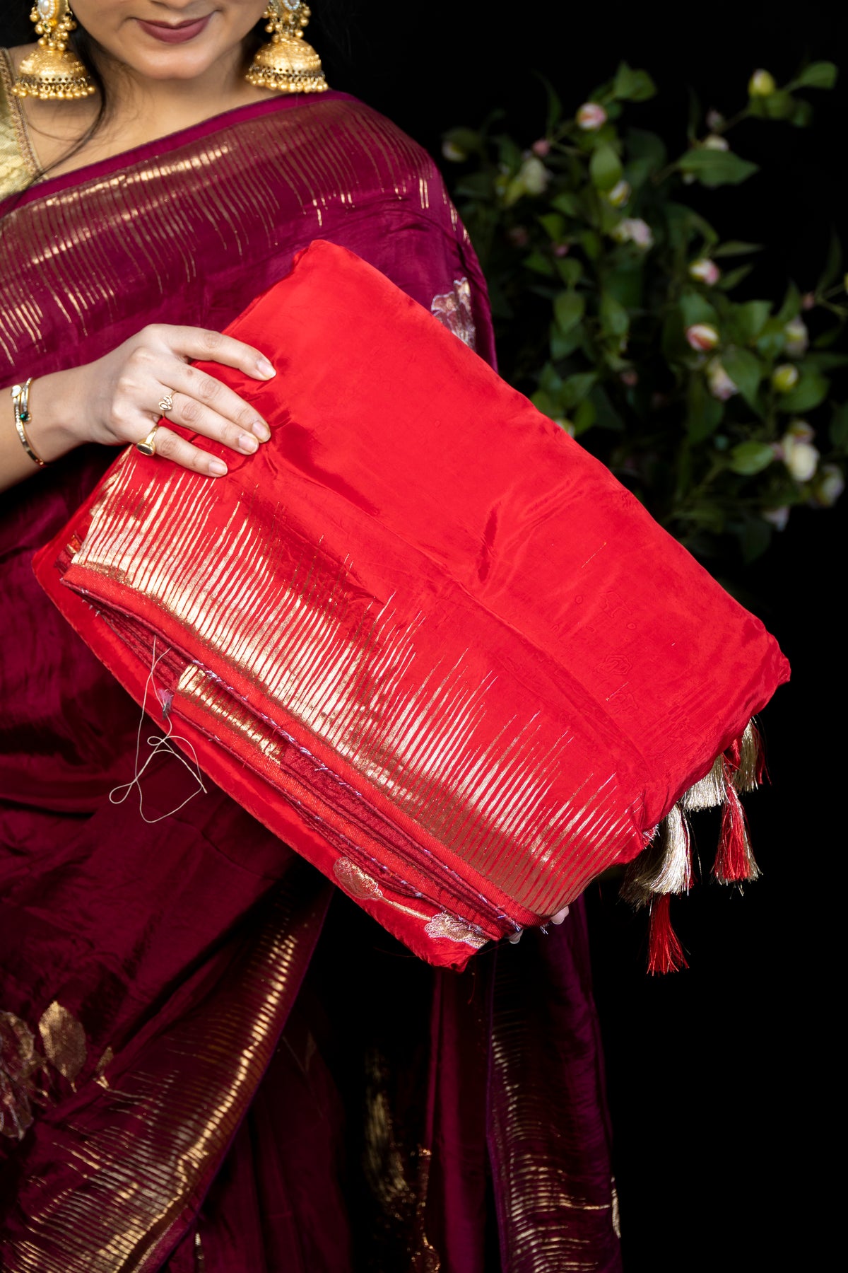 Dola Silk Saree with Golden Zari Work