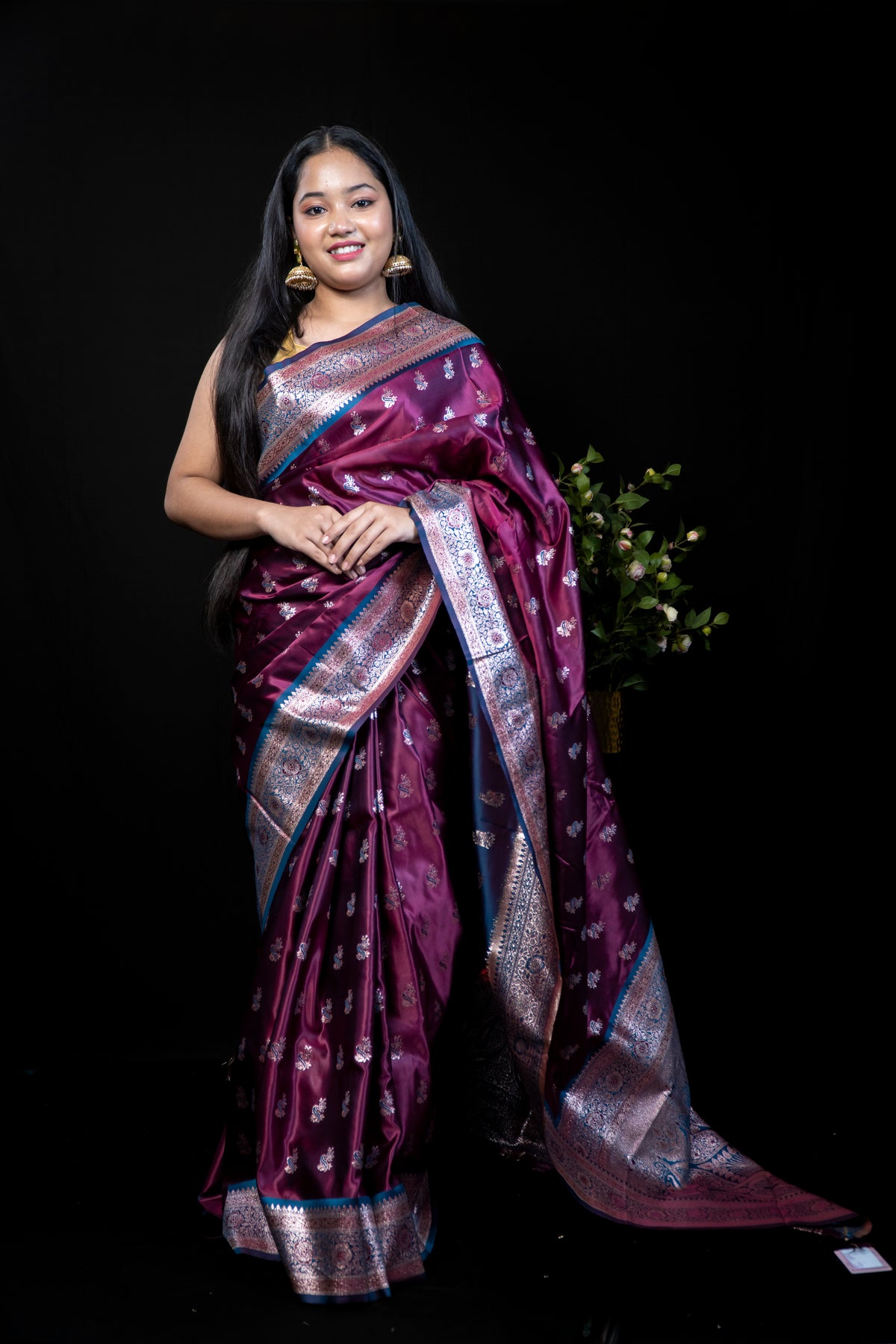 Traditional Brocade Silk Saree with Intricate Zari Woven Border