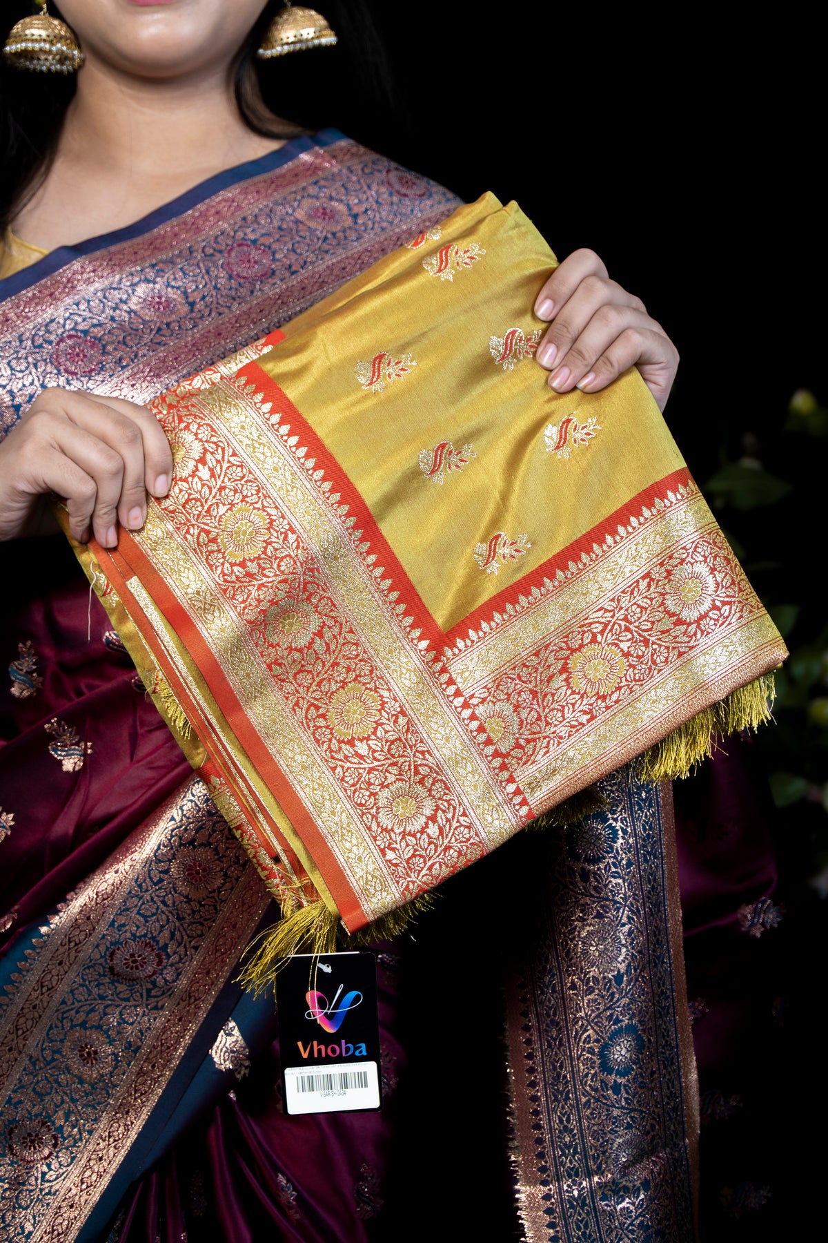 Traditional Brocade Silk Saree with Intricate Zari Woven Border