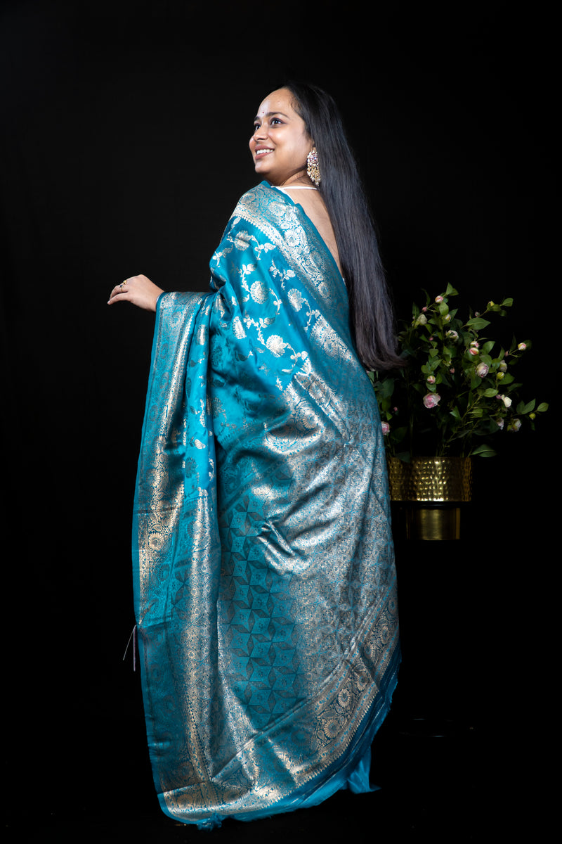 Jal Mashru Silk Saree with Trailing Floral Zari Vine