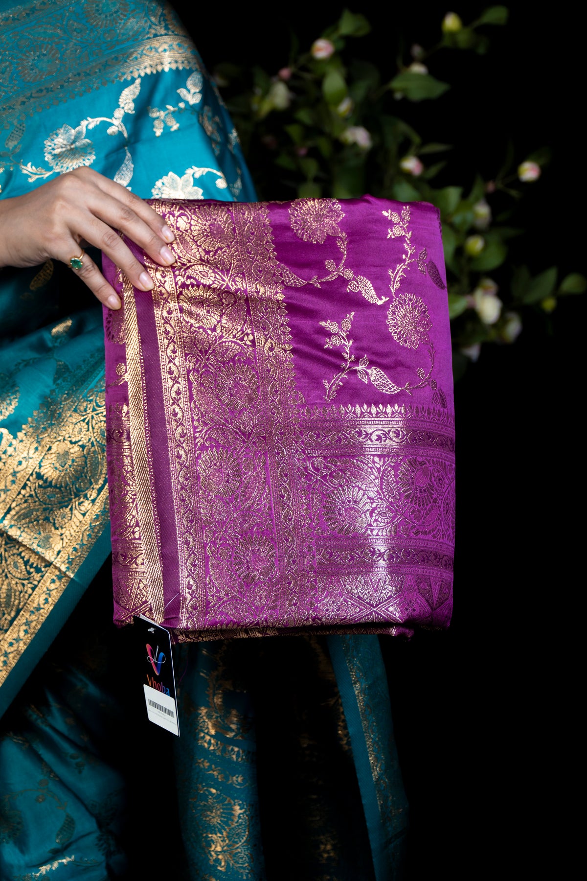 Jal Mashru Silk Saree with Trailing Floral Zari Vine