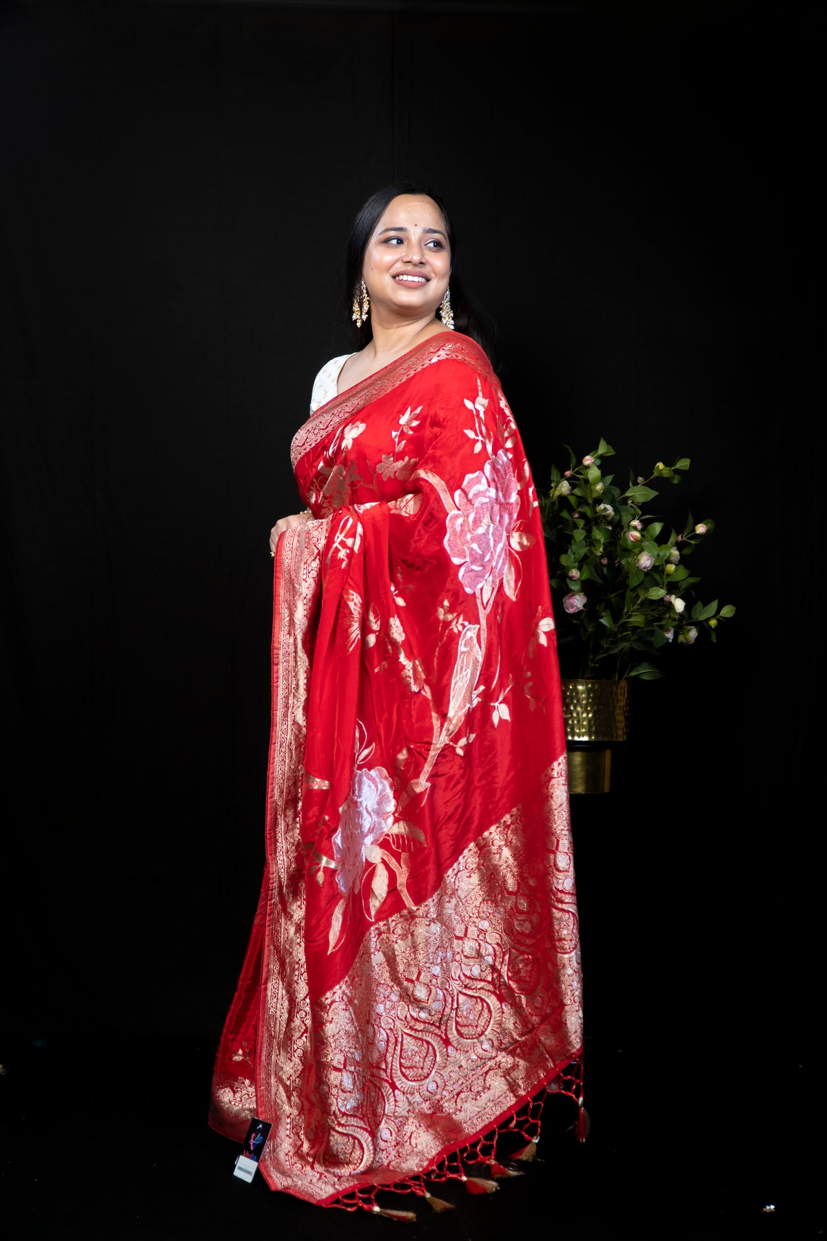 Dola Silk Saree with Golden Zari Work