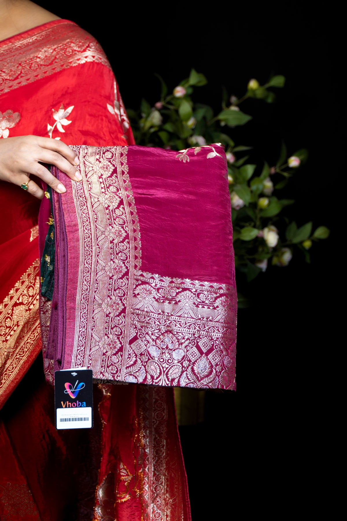 Dola Silk Saree with Golden Zari Work