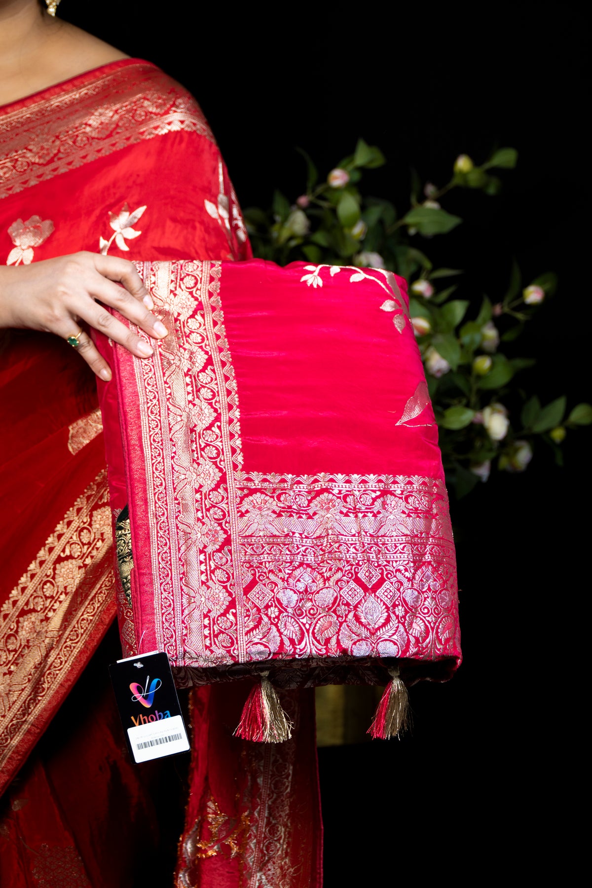 Dola Silk Saree with Golden Zari Work